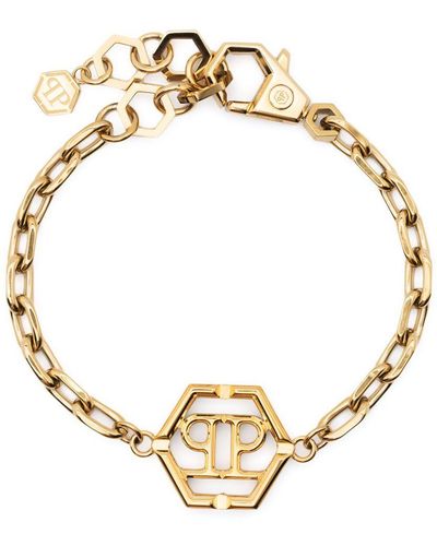 Philipp Plein Hexagon Logo-plaque Bracelet - Metallic