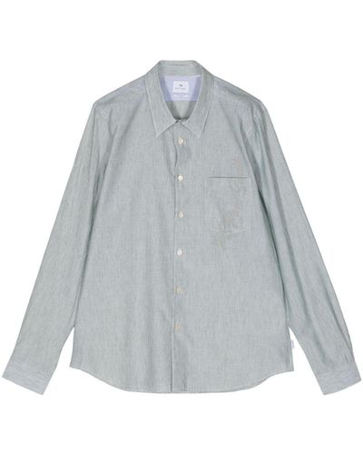 PS by Paul Smith Striped Cotton-linen Shirt - Grijs
