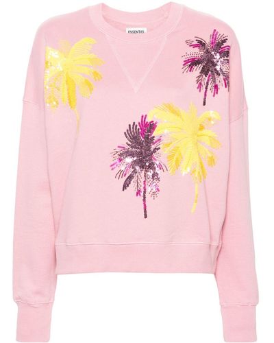 Essentiel Antwerp Palm Tree Sequin-embellished Sweatshirt - Pink