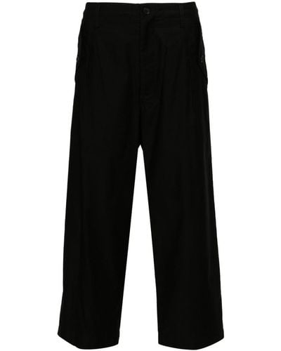 Yohji Yamamoto M-front 1 Tuck Cropped Trousers - Black