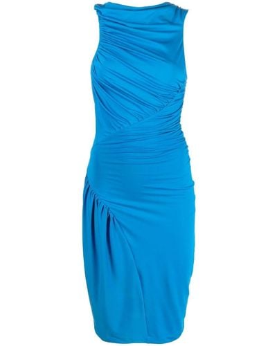 Atlein Sleeveless Ruched Dress - Blue