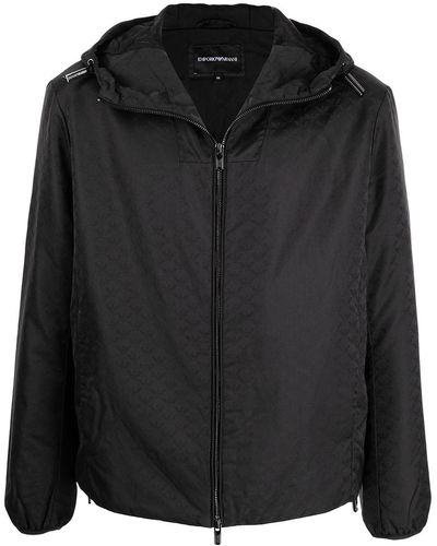 Emporio Armani ジップアップ フーデッドジャケット - ブラック