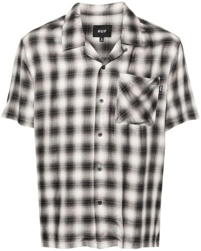 Huf キャンプカラー チェックシャツ - ブラック
