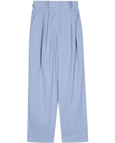 STAUD Pantalon ample à design plissé - Bleu