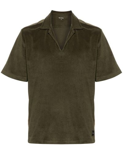 Paul Smith Notched-collar towelling-effect shirt - Verde