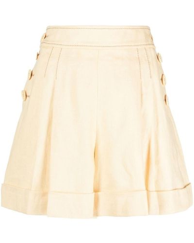 Zimmermann High-waisted Linen Shorts - Natural