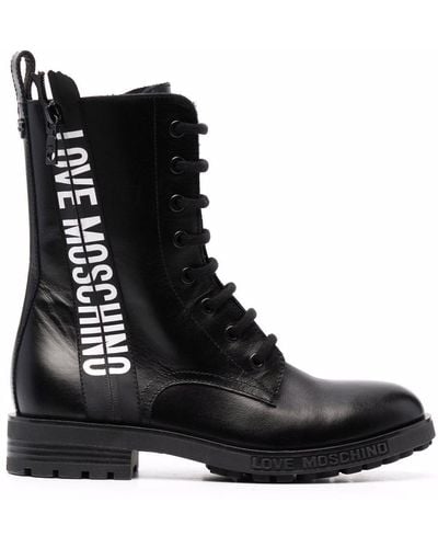 Love Moschino Logo-tape Ankle Boots - Black