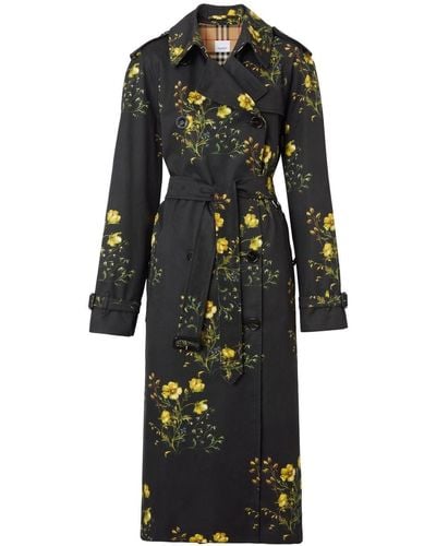 Burberry Waterloo Floral-print Trench Coat - Black