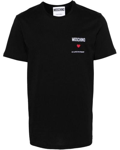 Moschino T-Shirt mit Logo-Stickerei - Schwarz