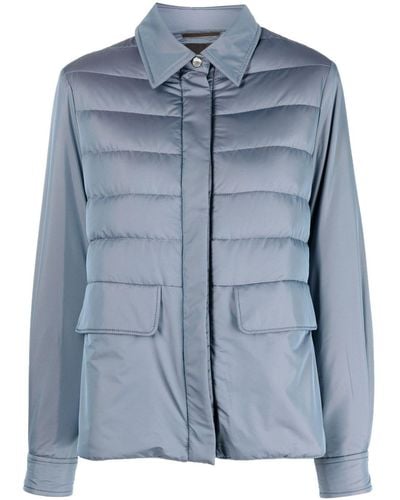 Moorer Spread-collar Quilted Puffer Jacket - Blue
