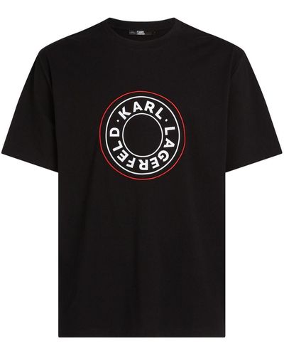 Karl Lagerfeld Circle-logo Organic-cotton T-shirt - Black