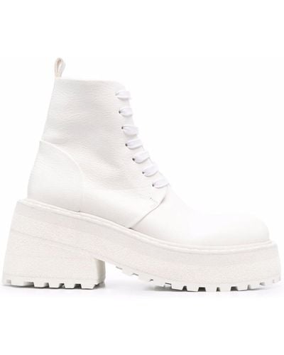 Marsèll Lace-up Platform-sole Leather Boots - White