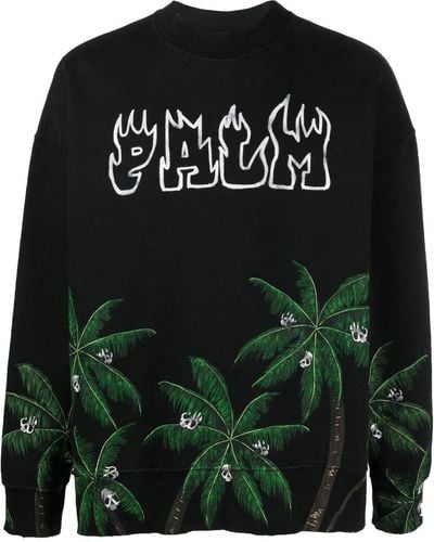 Palm Angels Palm & Skull Sweatshirt With Print - Black