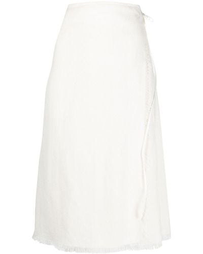 Marni Frayed-detail Mid-length Skirt - White