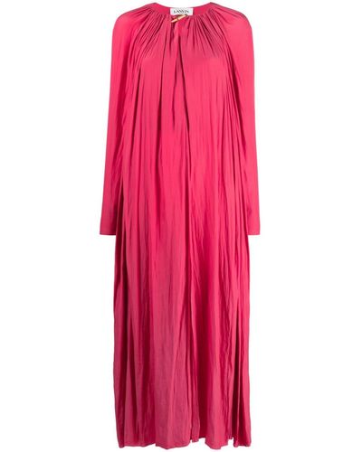 Lanvin Gathered Charmeuse Maxi Dress - Pink