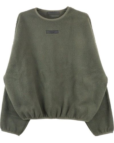 Fear Of God Logo-appliqué Fleece-texture Sweatshirt - Green