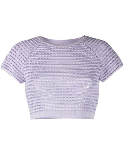 Genny Open-knit Cropped Top - Purple
