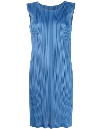 Pleats Please Issey Miyake Monthly Colors:march Sleeveless Dress - Blue
