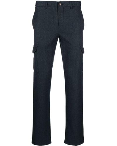 Canali Slim-cut Wool Cargo Pants - Blue