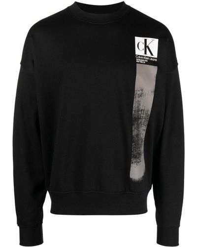 Calvin Klein Sweat en coton à logo imprimé - Noir