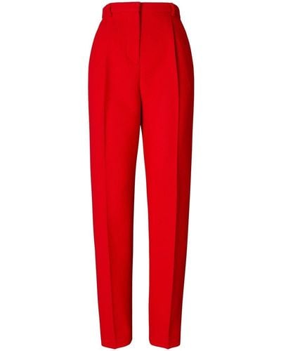 Tory Burch Double-faced Wool Trousers - Red