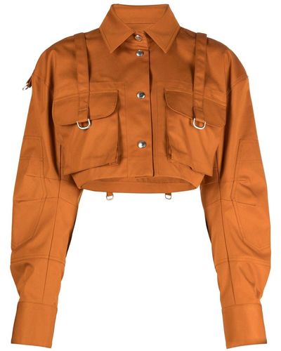 Off-White c/o Virgil Abloh Co Cargo Cropped Cotton Shirt - Brown