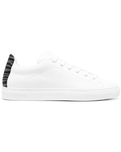 Missoni Woven-heel Counter Leather Trainers - White