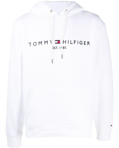 Tommy Hilfiger Hoodie à logo brodé - Blanc