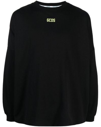 Gcds Long-sleeved Logo-print T-shirt - Black