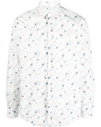 Paul Smith Floral-print Organic-cotton Shirt - White