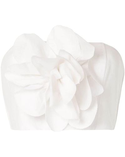 Bambah Top corto con apliques florales - Blanco