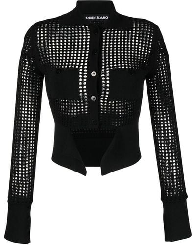 ANDREADAMO Sheer-panel Crop Shirt - Black