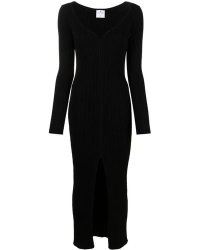 Courreges Ribbed-knit Long Dress - Black