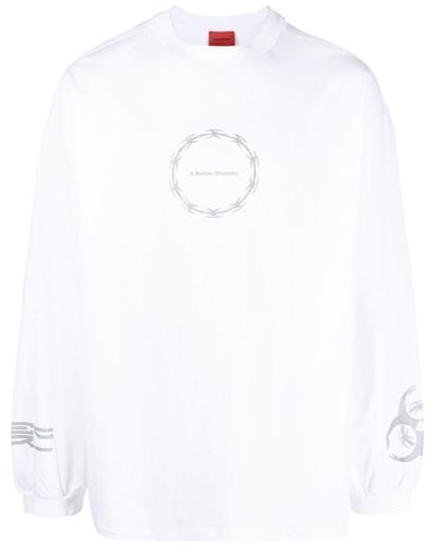 A BETTER MISTAKE T-shirt Raver Reflective à manches longues - Blanc