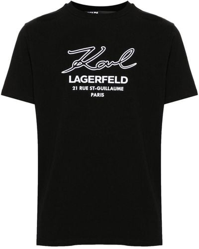 Karl Lagerfeld Logo-appliqué Cotton T-shirt - Black