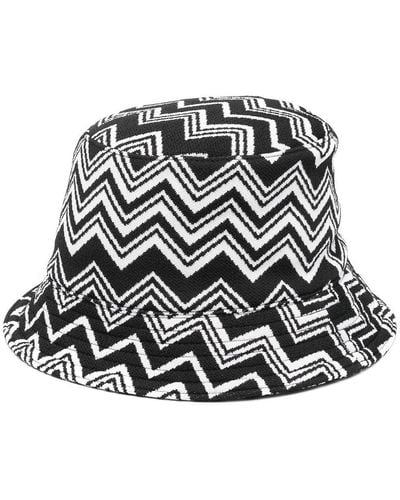 Missoni Sombrero de pescador con motivo en zigzag - Negro