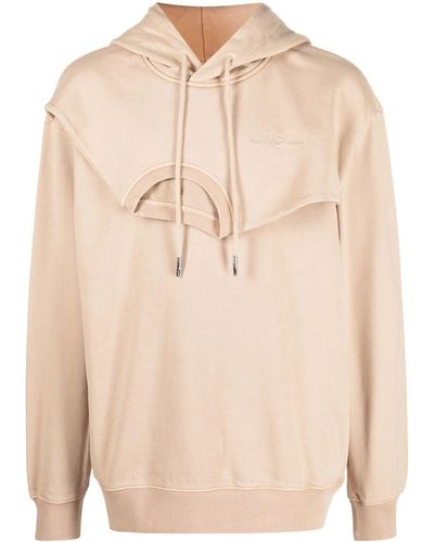 Feng Chen Wang Layered Embroidered-logo Hoodie - Natural