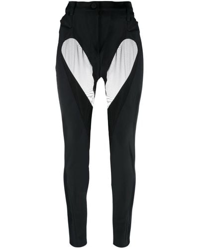 Mugler Pantalon skinny à empiècements transparents - Noir