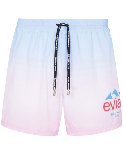 Balmain X Evian Gradient Swim Shorts - Blue