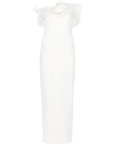 Alessandra Rich Floral-appliqué Cady Gown - White