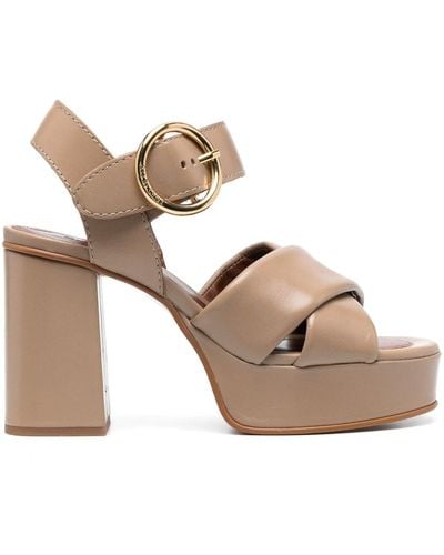 See By Chloé Leather Platform Sandals - Natural