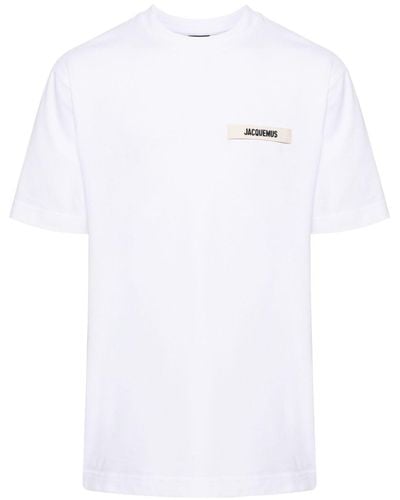 Jacquemus T-shirt in jersey di cotone con logo ricamato e finiture in gros-grain - Bianco