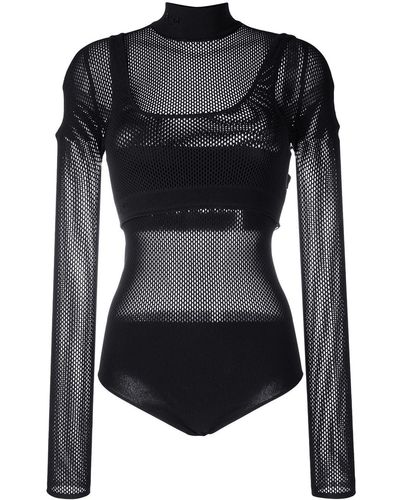 Fendi Layered Mesh Bodysuit - Black