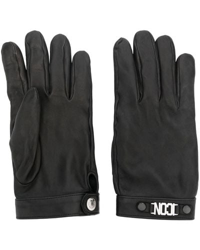 DSquared² Logo-plaque Leather Gloves - Black