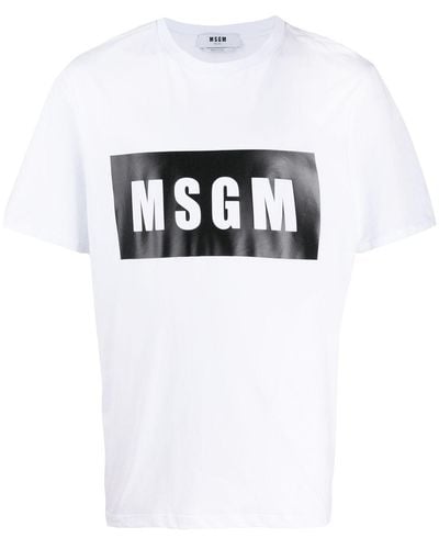 MSGM Logo Print Cotton T-shirt - White