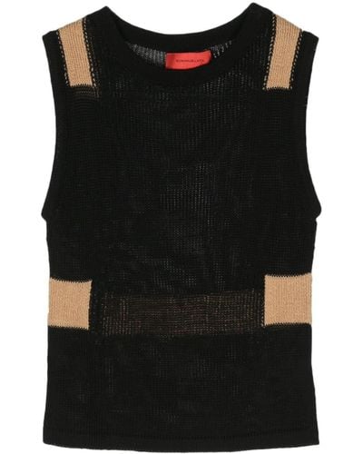 Eckhaus Latta Colour-block Sleeveless Knitted Top - Black