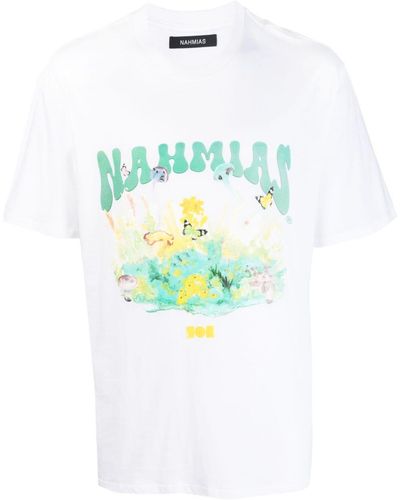 NAHMIAS T-shirt en coton à logo imprimé - Blanc