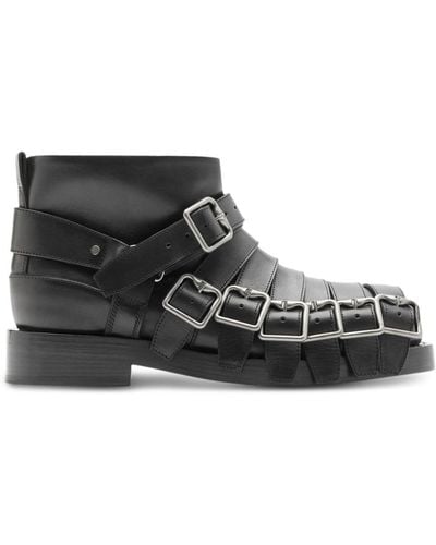 Burberry Multi-strap Leather Boots - Black