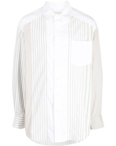 Feng Chen Wang Gestreiftes Hemd - Weiß