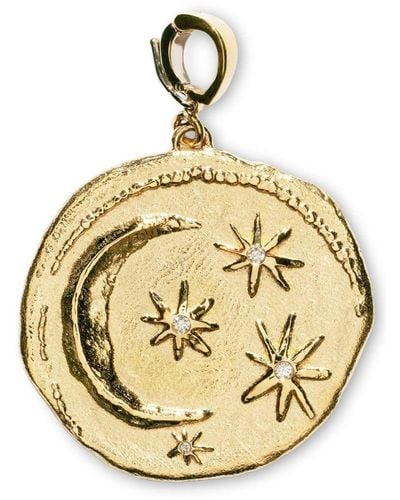 Azlee 18kt Yellow Gold Large Cosmic Diamond Coin Chain - Metallic